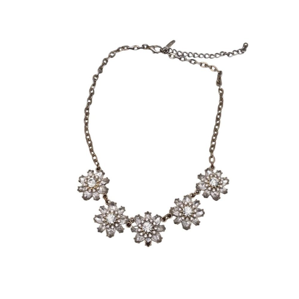 Natasha Faceted Crystal Floral Choker Necklace Gold Tone 20 Inches 28$
